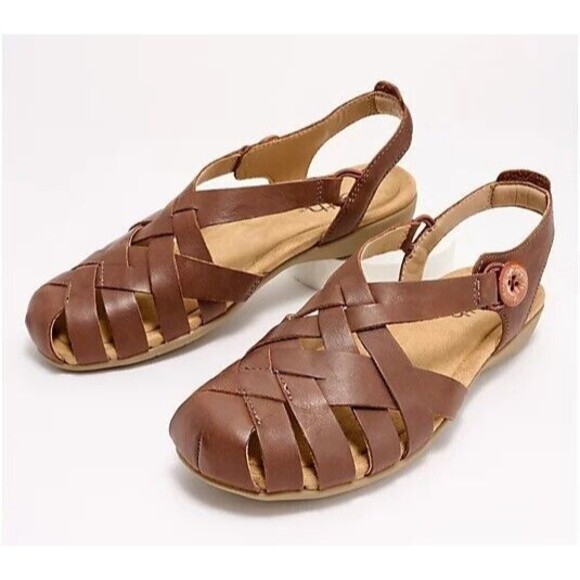 Earth Belita Leather Fisherman Sandals Rio Maple Women's 8.5W New - Picture 2 of 9